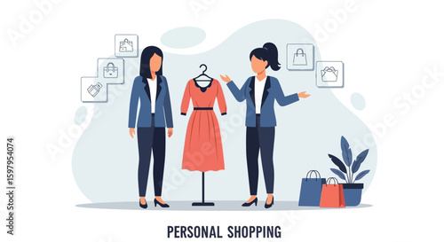 Female Shopper Seeks Fashion Advice From Personal Stylist At Clothing Boutique