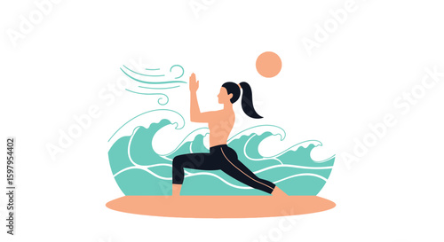 Mindful Yoga Practice By The Sea Calmness And Wellbeing Healthy Lifestyle