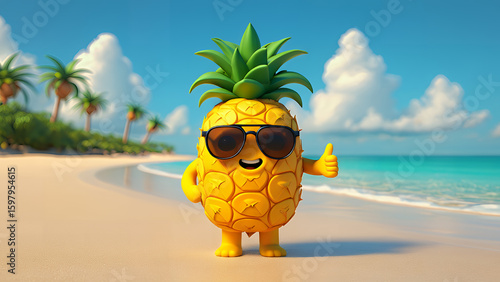 A Pineapple Figure On A Beach