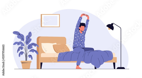 Morning Stretch In Bed At Home For A Relaxing Start To The Day