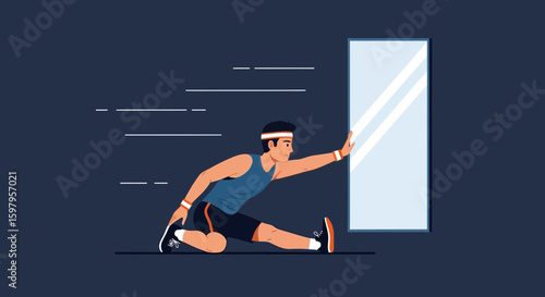 Man Doing Hamstring Stretch Leaning Against Doorway For Injury Prevention Workout