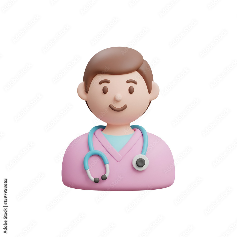 Fototapeta premium Cute Doctor Cartoon Character Illustration