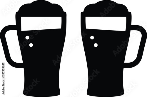 mug beer silhouette vector illustration, chilling beer glass symbol 