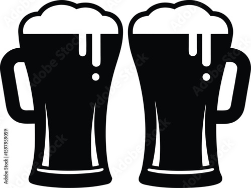 mug beer silhouette vector illustration, chilling beer glass symbol 