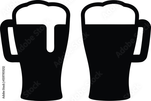 mug beer silhouette vector illustration, chilling beer glass symbol 