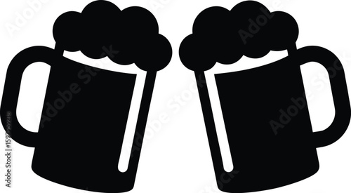 mug beer silhouette vector illustration, chilling beer glass symbol 