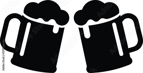 mug beer silhouette vector illustration, chilling beer glass symbol 