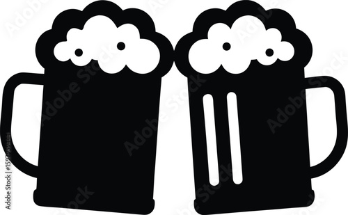 mug beer silhouette vector illustration, chilling beer glass symbol 