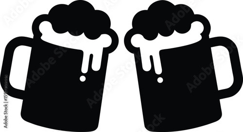 mug beer silhouette vector illustration, chilling beer glass symbol 