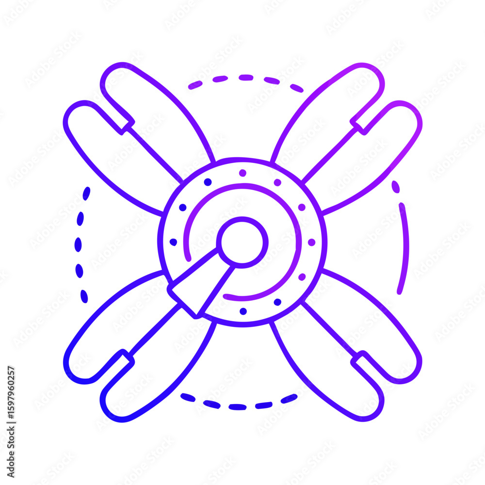 Fototapeta premium Propeller outline icon in purple design with circular elements 