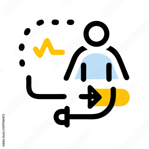 Health recovery icon representing a person with a progress symbol  