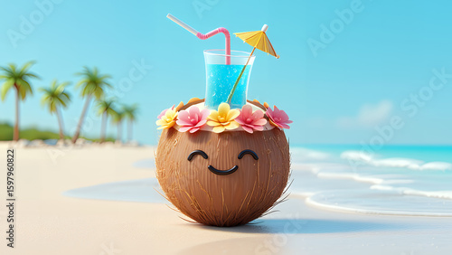 Coconut Drink On The Beach