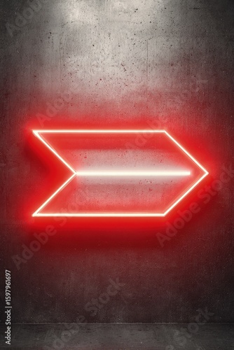 Red Neon Arrow Against Dark Textured Wall