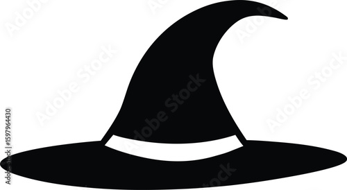 halloween witch hat silhouette vector, 