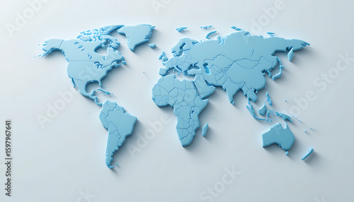 3D World Map Icon Modern Minimalist Global Network Business Infographic Element