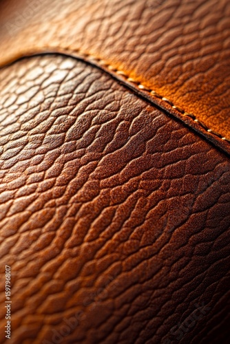 Textured tanned leather close-up with natural folds, ideal for fashion, upholstery, and genuine material backgrounds.