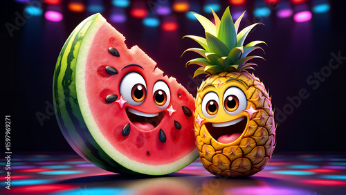  Watermelons and pineapple 