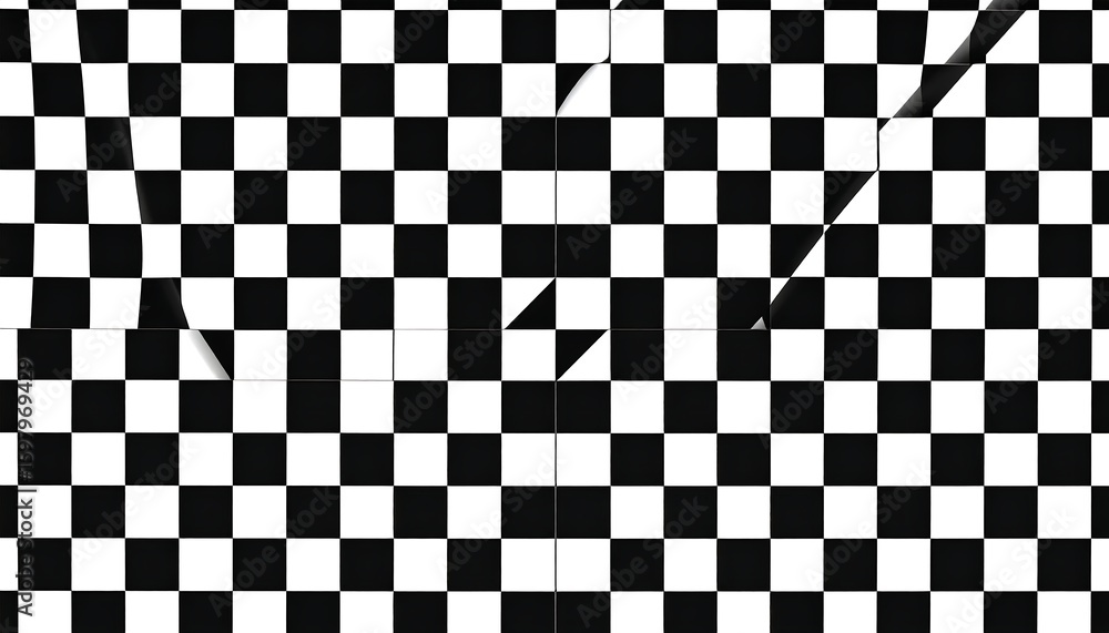 Fototapeta premium Checkered pattern distorted with sharp angles