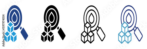 Icon for analysis, testing or research, especially in relation to sugar and fluids in diabetics
