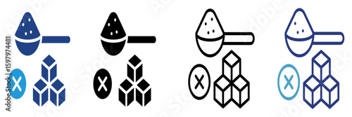 The glyph icon warning of excessive sugar content is shown with three cubes or something related to sweetness