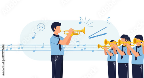 Orchestra Brass Musical Harmony For School Performance Band Class Concept