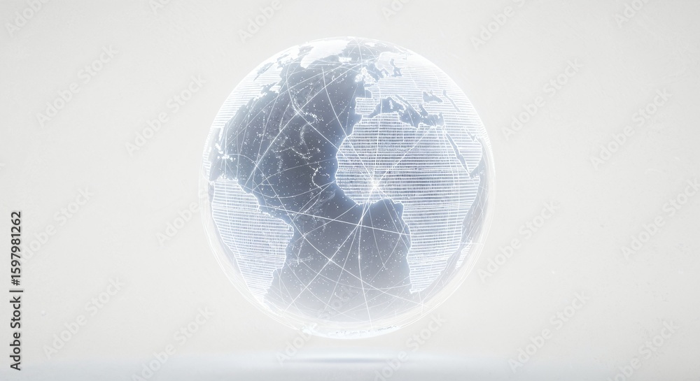 Obraz premium Digital glowing hologram of planet Earth on a white background