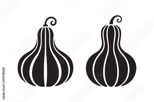 Elegant Black Gourd Silhouette Design: Perfect for Autumn and Harvest Themes