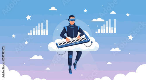 Virtual Reality Music Creation For Digital Streaming Platforms Illustration