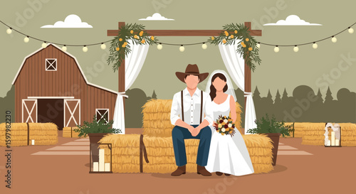 Rustic Romance A Country Wedding Celebration Featuring Hay Bales And String Lights