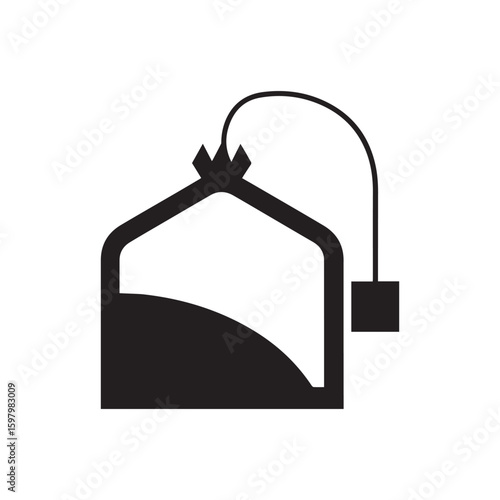 Tea Bag Silhouette: Minimalist Beverage Brewing Icon