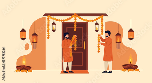 Preparing For Diwali Celebration With Traditional Decorations At Home Festive Season