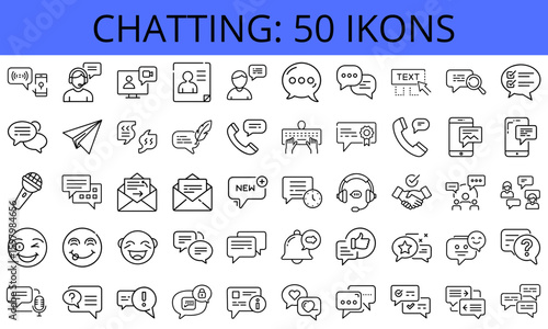 Chatting icons collection with messaging symbols and communication elements  