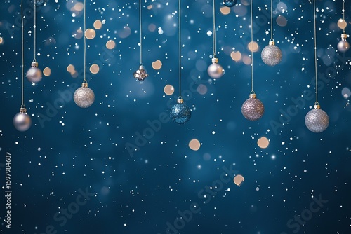 blue background with glitter and snowflakes