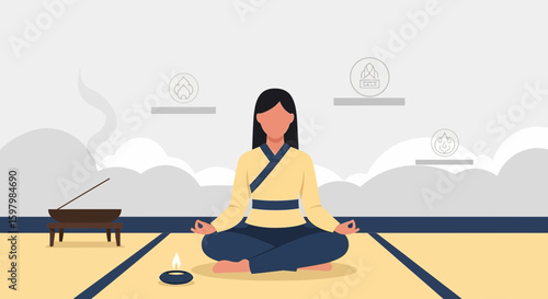 Serene Meditation Practicing Harmony For Mental Wellness And Inner Peace