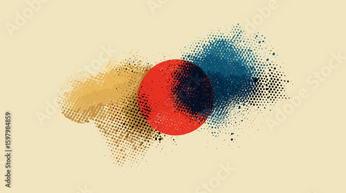 Abstract hand-drawn vector-style illustration with colorful circles  