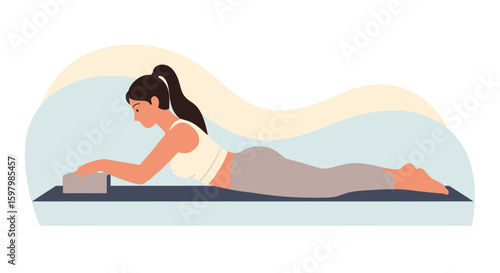 Woman Practicing Yoga Pose In Studio For Relaxation And Wellness Session