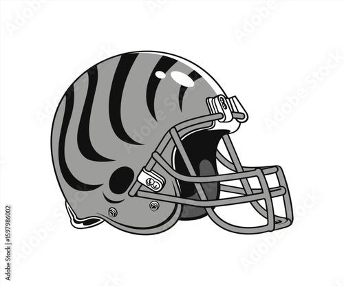 Gray modern helmet of the American football team, vector illustration.
