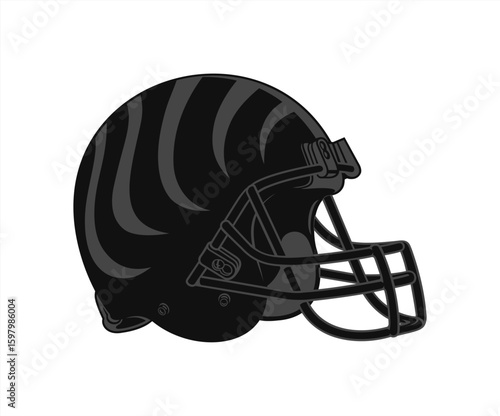American football helmet black, vector 10 eps.