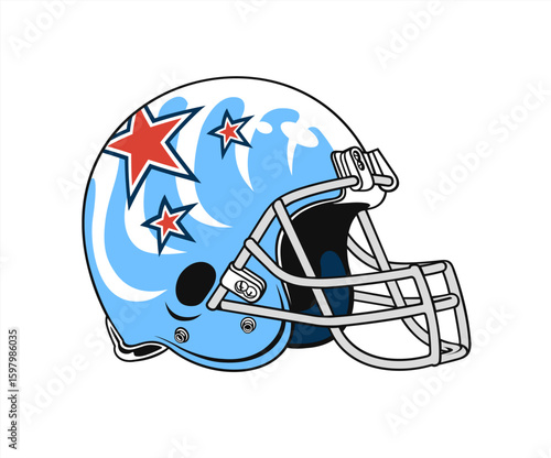 Blue modern helmet of the American football team, vector 10 eps.