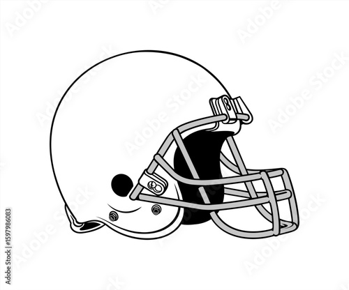 vector illustration of american football white helmet, vector illustration.