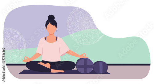 Serene Woman Practicing Meditation And Mindfulness For Wellbeing And Inner Peace