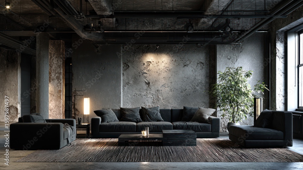 custom made wallpaper toronto digitalDark, Industrial Living Room