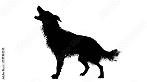 Wallpaper Mural Silhouette of a dog howling, seen in profile, body angled, against a pure white backdrop Torontodigital.ca