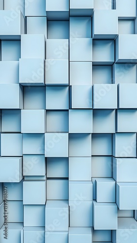 Abstract light blue cube background wallpaper for desktop and mobile phone screens 3d