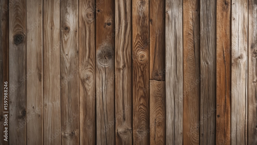 Naklejka premium Wooden planks wall background with natural textures and tones. Rustic and warm environment.
