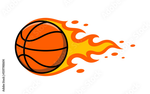 Flaming basketball in motion