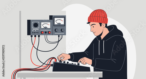 Sound Architect Fine Tuning Analog Synthesizer With Cable Connection Studio