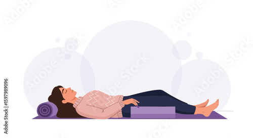 Woman Doing Yoga Pose In Studio For Relaxation And Mindfulness Practice