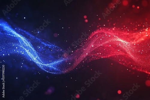 Red and blue light speed lines background