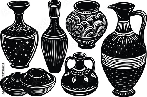 various ceramic vases different shapes
